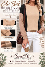 Load image into Gallery viewer, Color-Block Waffle Knit Top
