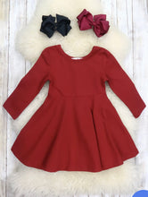 Load image into Gallery viewer, Long Sleeve Swing Dress - Wine