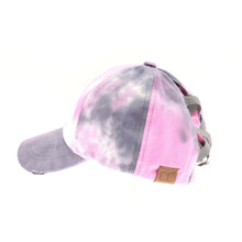 Load image into Gallery viewer, CC  Dye Criss-Cross High ponytail ball cap