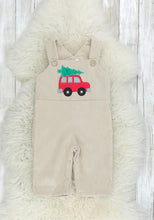 Load image into Gallery viewer, Red Polo & Christmas tree overall outfit