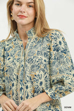 Load image into Gallery viewer, Floral Print Lace Trim Button Front Blouse
