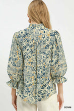 Load image into Gallery viewer, Floral Print Lace Trim Button Front Blouse
