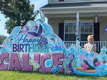 Load image into Gallery viewer, Mermaid Birthday Lawn Sign Rental
