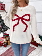 White Sweater with Red Bow