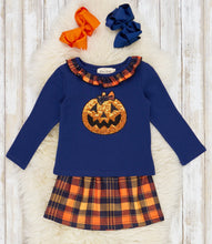 Load image into Gallery viewer, Halloween Plaid ruffle outfit
