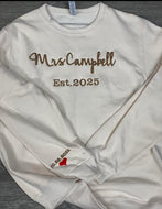 Embroidered personalized sweatshirt