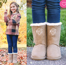 Load image into Gallery viewer, Kids Sherpa Tie Boots
