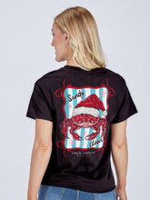 Load image into Gallery viewer, Simply Southern Short Sleeve Black Crab Tee with Santa Hat
