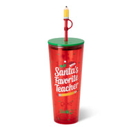 Santa's Favorite Teacher Plastic SWIG Tumbler