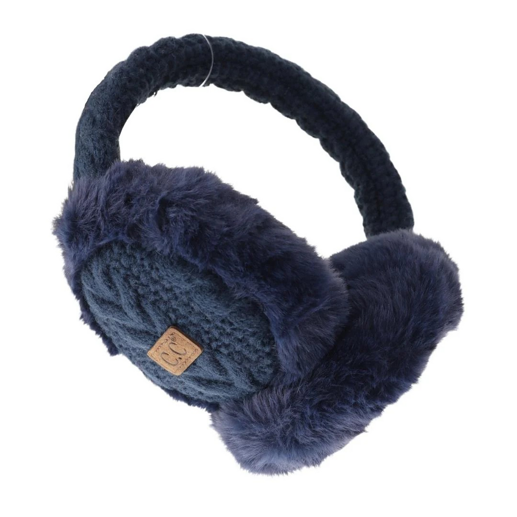 CC Beanie Cable Knit Faux Fur Earmuff