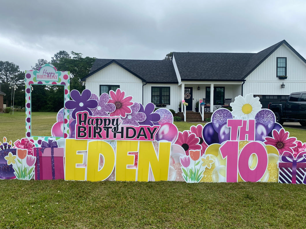 Flower Birthday Lawn Sign Rental