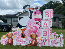 Load image into Gallery viewer, Stork Baby Announcement Lawn Sign Rental
