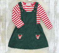 Striped Reindeer Pocket Dress