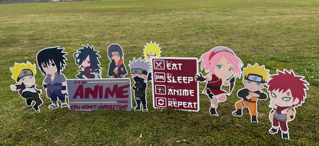 Anime Themed Birthday Lawn Sign Rental