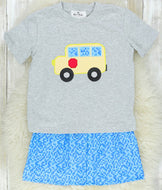 School Bus Shirt and Blue Shorts Set