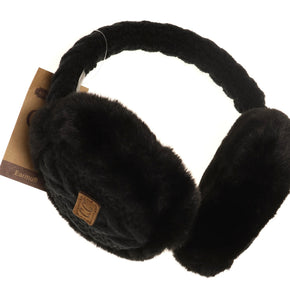 Cable knit fur earmuffs