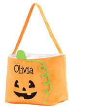 Load image into Gallery viewer, Plush Pumpkin Trick or Treat Buckets
