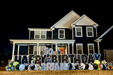 Load image into Gallery viewer, Black Glitter Happy Birthday Lawn Sign Rental
