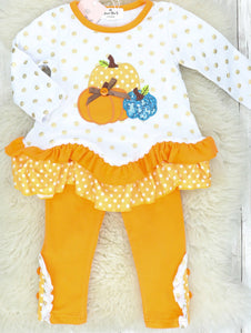 Polka Dot Pumpkin Ruffle Set