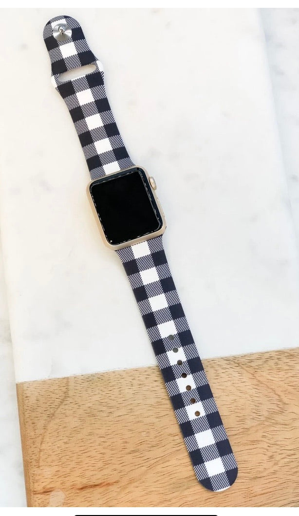 Black & white Buffalo check Apple Watch band