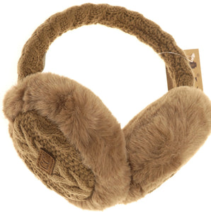 Cable knit fur earmuffs