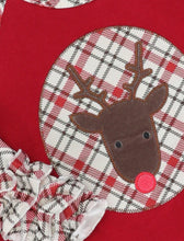 Load image into Gallery viewer, Red plaid Reindeer ruffle shirt
